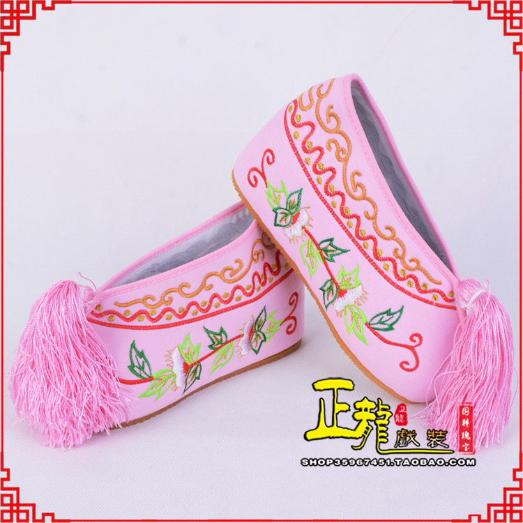 景洪花旦鞋女绣花彩鞋 舒适款草花内高彩鞋