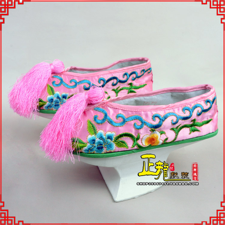 景洪京越剧戏鞋花盆底清朝皇后贵妃宫女花盆底 旗鞋