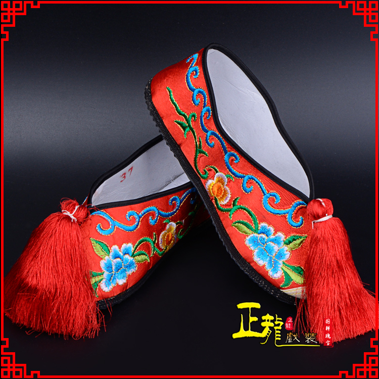 景洪京剧越剧戏曲彩鞋花旦绣花 普平底彩鞋