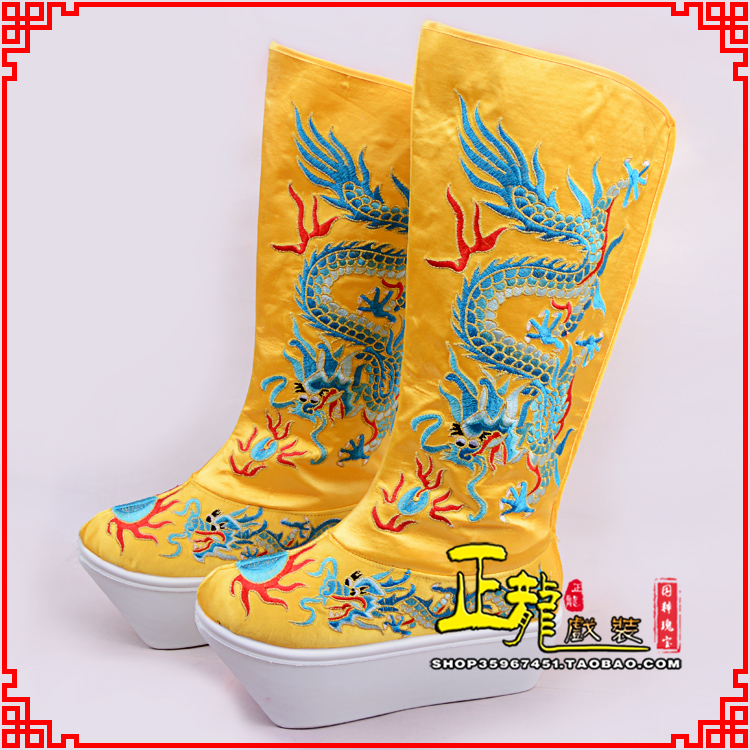 景洪皇帝龙靴变脸靴绣龙靴子厚底官靴 好龙高靴